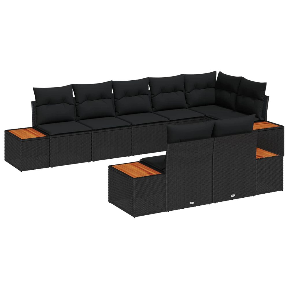 Ensemble de canapé de jardin 8 pc noir poly rotin