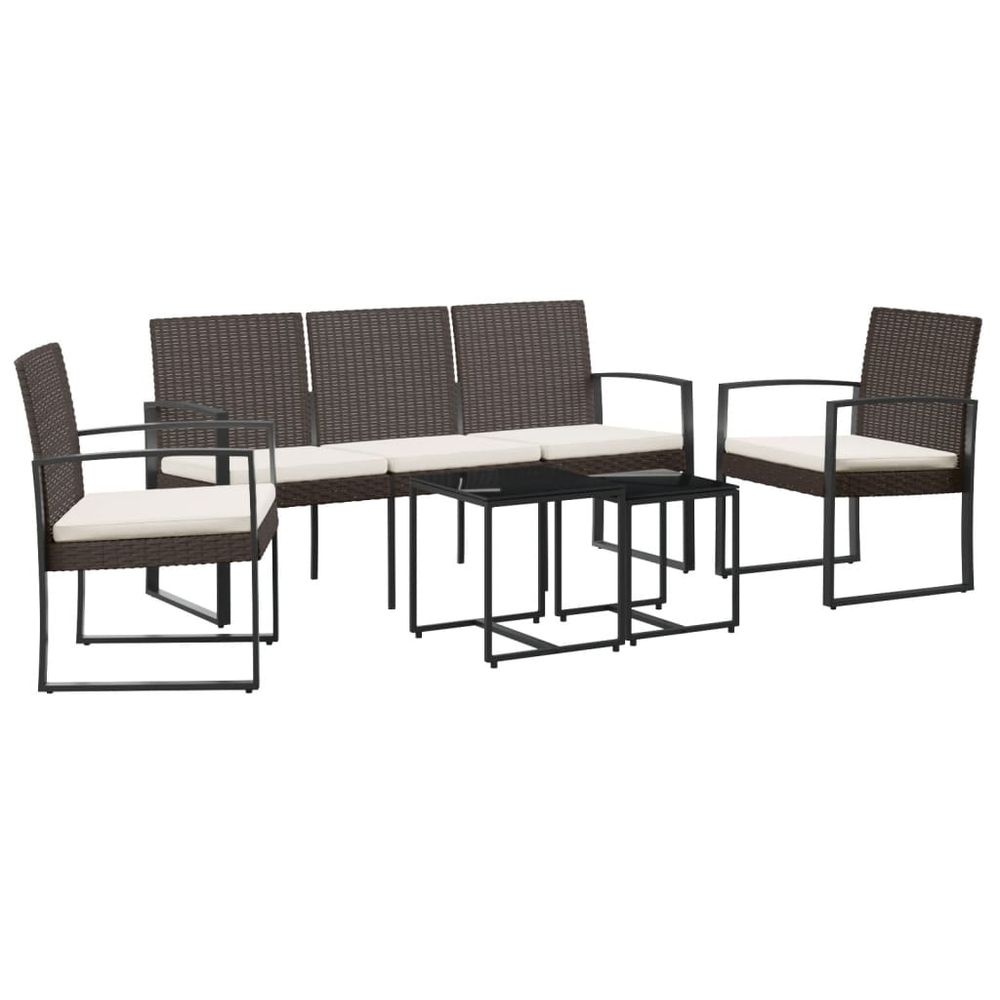 Ensemble à manger de jardin avec coussins 5 pcs marron rotin pp