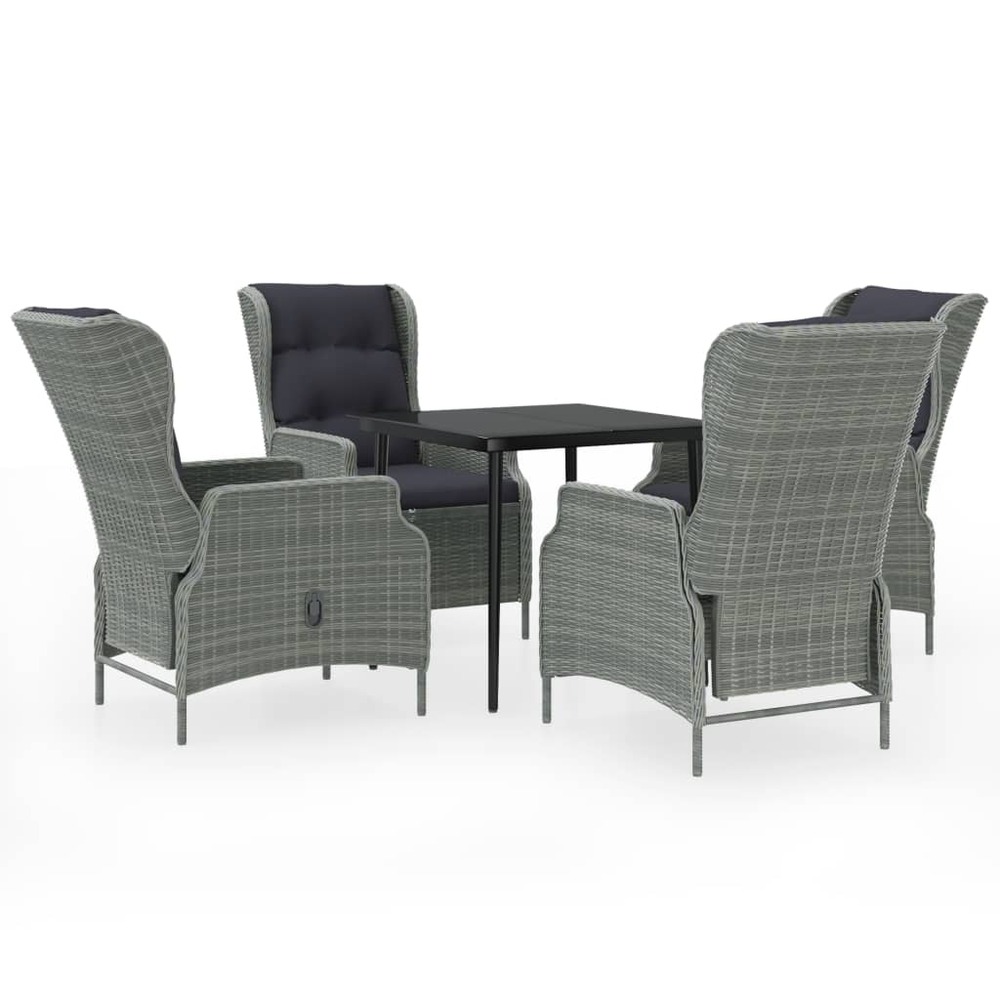 Ensemble de salle à manger de jardin meuble extérieur 5 pièces gris clair