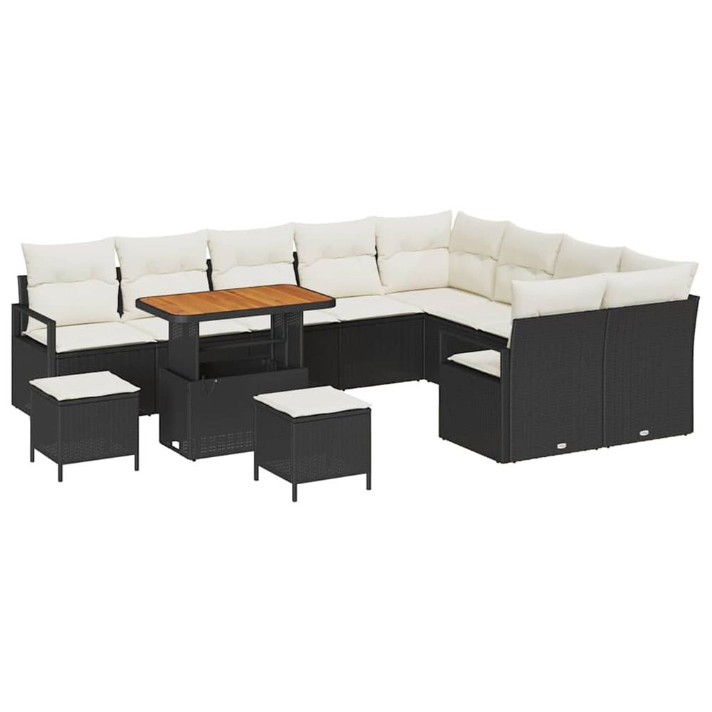 Ensemble de canapé de jardin 12 pc noir polyrotin