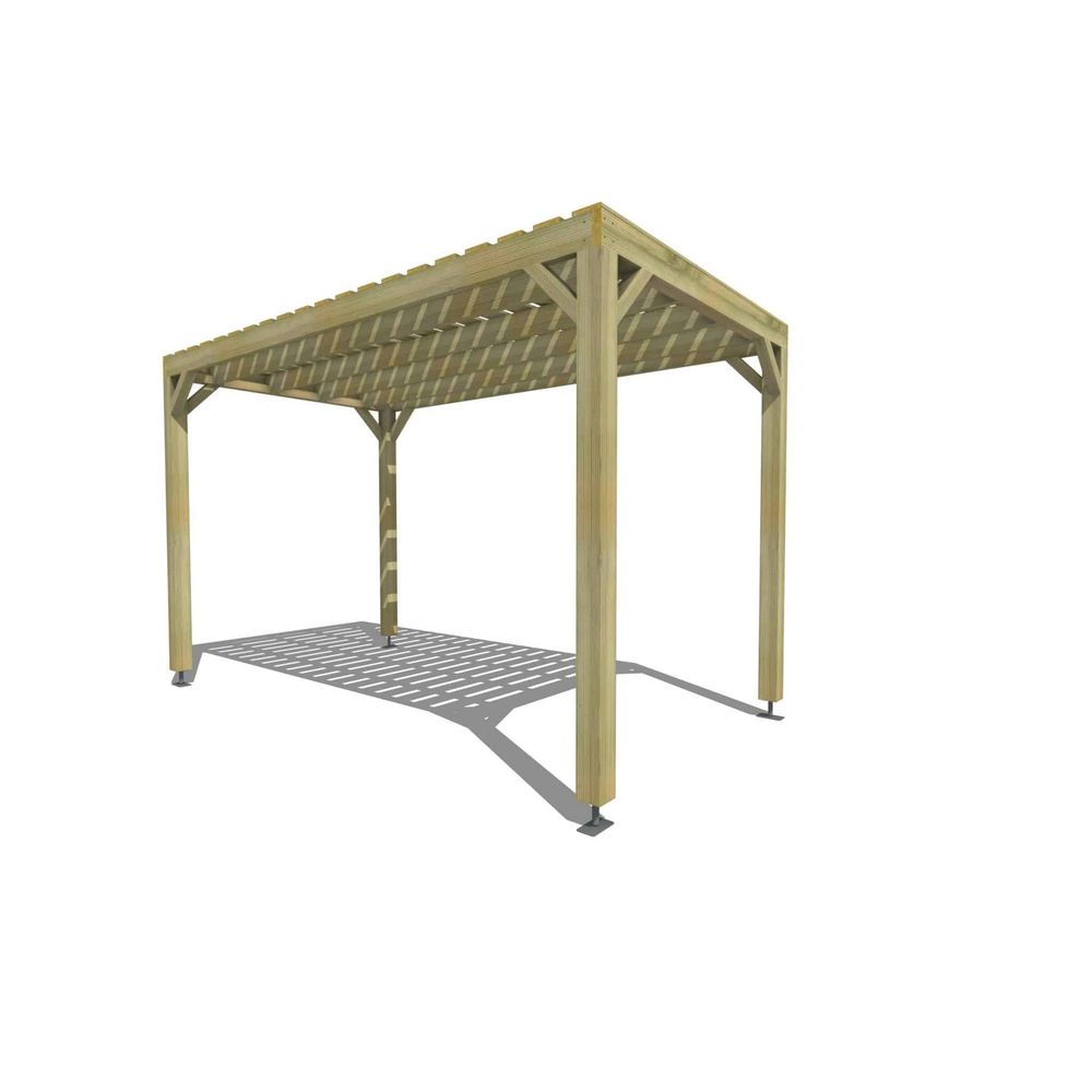 Pergola bois • 2m x 4m • indépendante • sens profondeur • platelage bois • livraison comprise