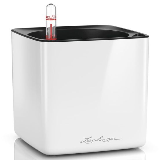 Jardinière de table cube glossy 14 all-in-one blanc brillant