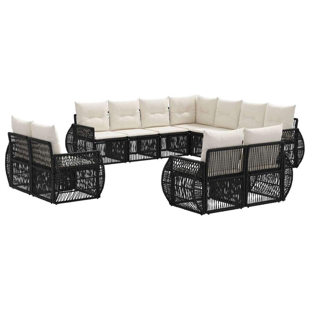 Ensemble de canapé de jardin 11 pc noir et blanc crème