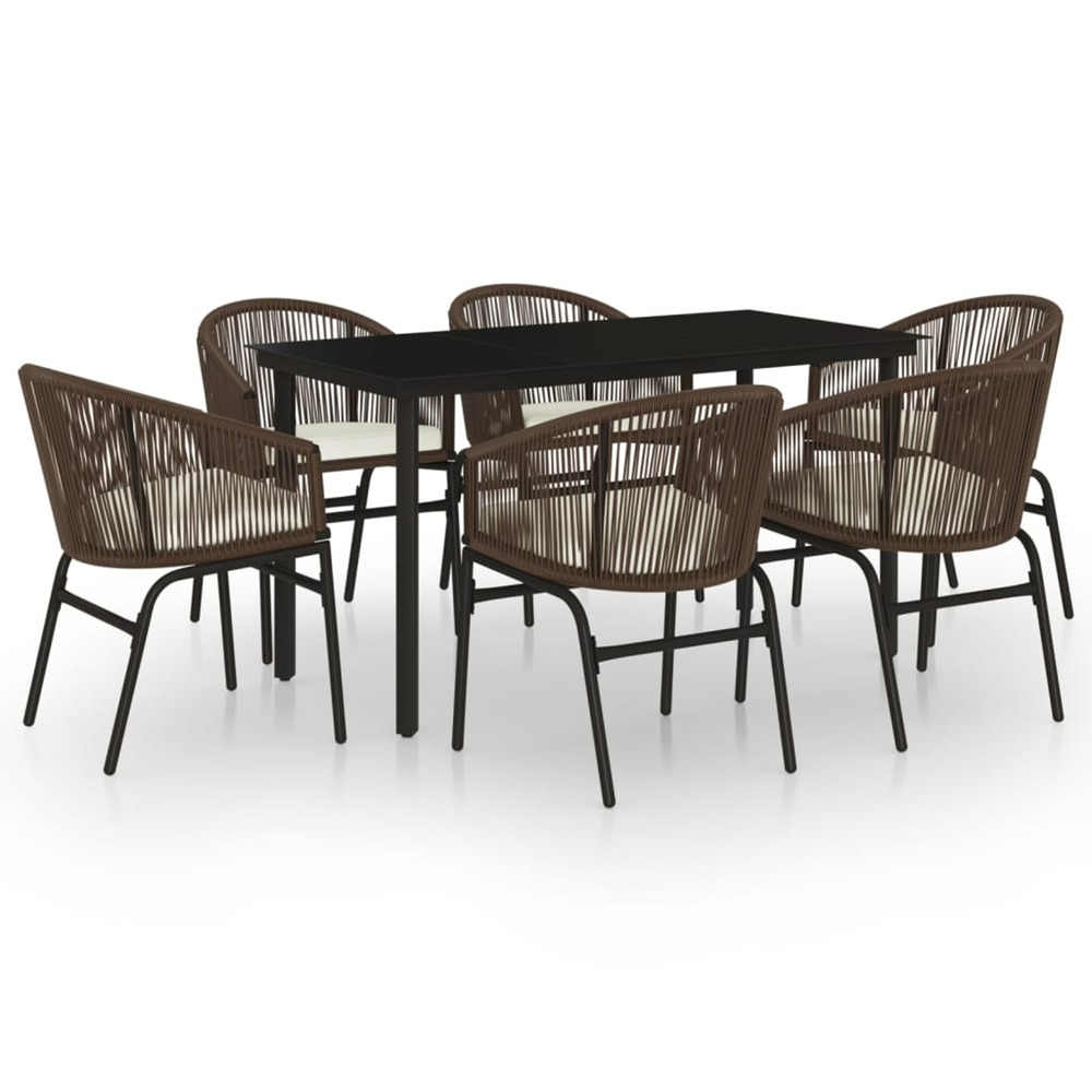Ensemble à manger de jardin 7 pcs marron