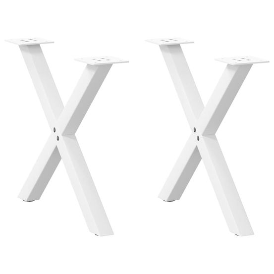 Pieds de table basse en forme de x, 2 pièces, blanc, 60 x (42-43) cm, acier