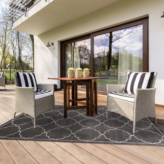 Tapis extérieur 240x330 tissé kilim gris kuma
