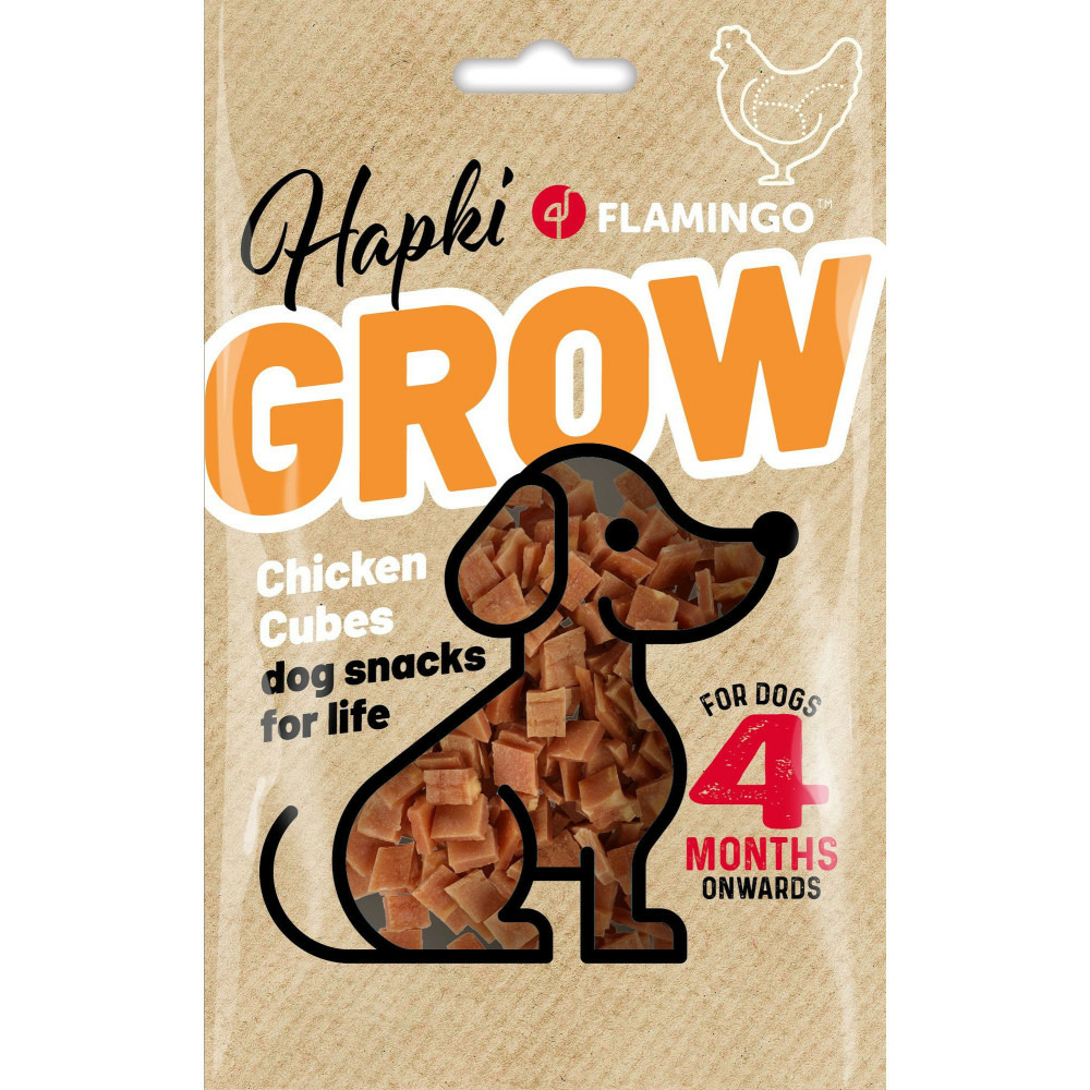 Friandises hapki grow petits blocs avec poulet 85 g pour chiot a partir de
