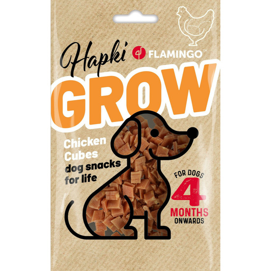 Friandises hapki grow petits blocs avec poulet 85 g pour chiot a partir de