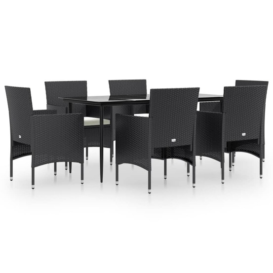 Ensemble à manger de jardin avec coussins 7 pcs noir