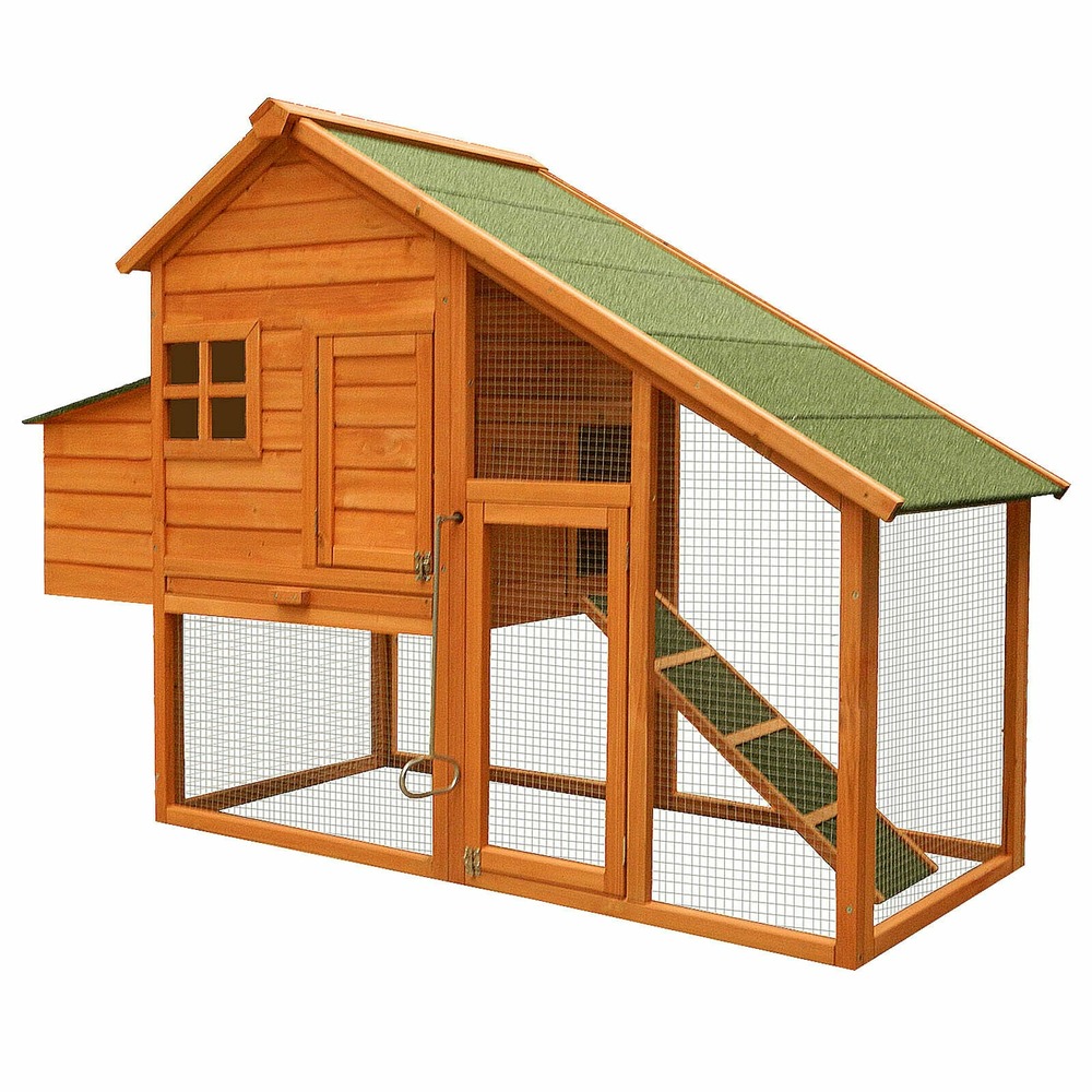 Poulailler avec espaces extérieurs et nichoir en bois de sapin 171 cm brun
