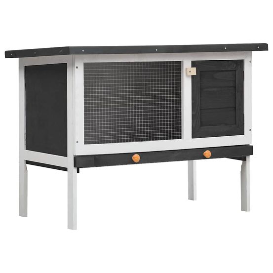 Clapier à lapin extérieur en bois 1 niveau pour jardin gris 90cm