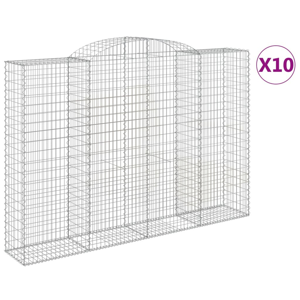 Paniers à gabions arqués 10 pcs 300x50x200/220 cm fer galvanisé