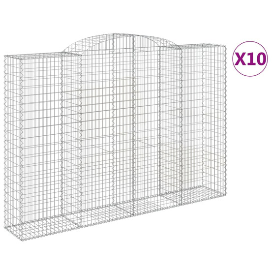 Paniers à gabions arqués 10 pcs 300x50x200/220 cm fer galvanisé