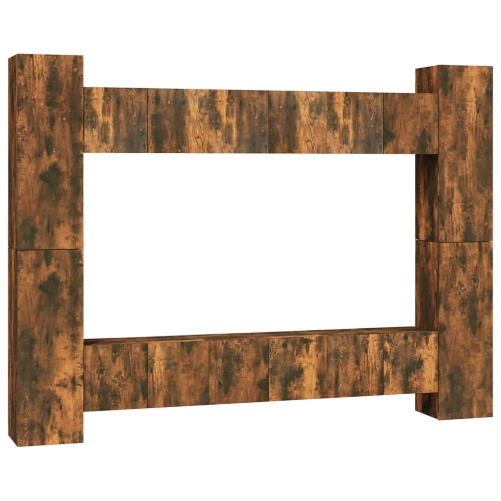 Ensemble de meubles tv 10 pcs chêne fumé bois d'ingénierie