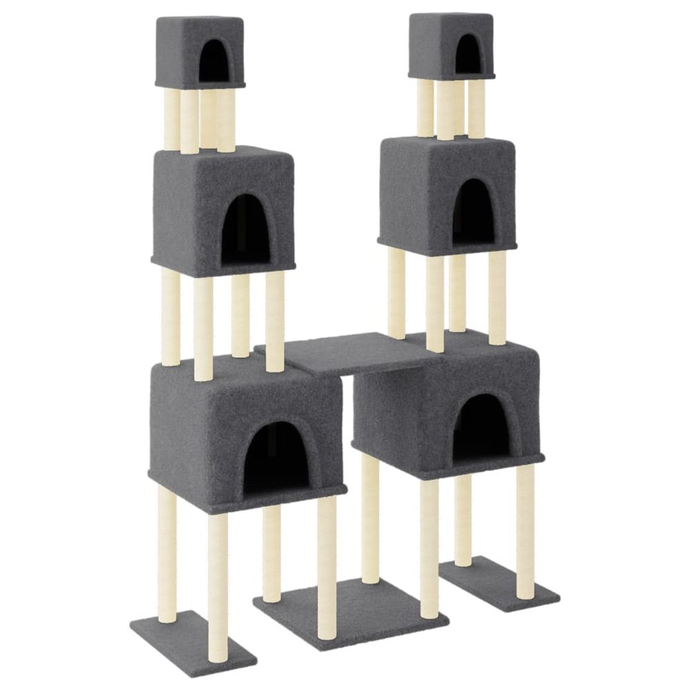 Arbre à chat avec griffoirs en sisal gris foncé 199 cm