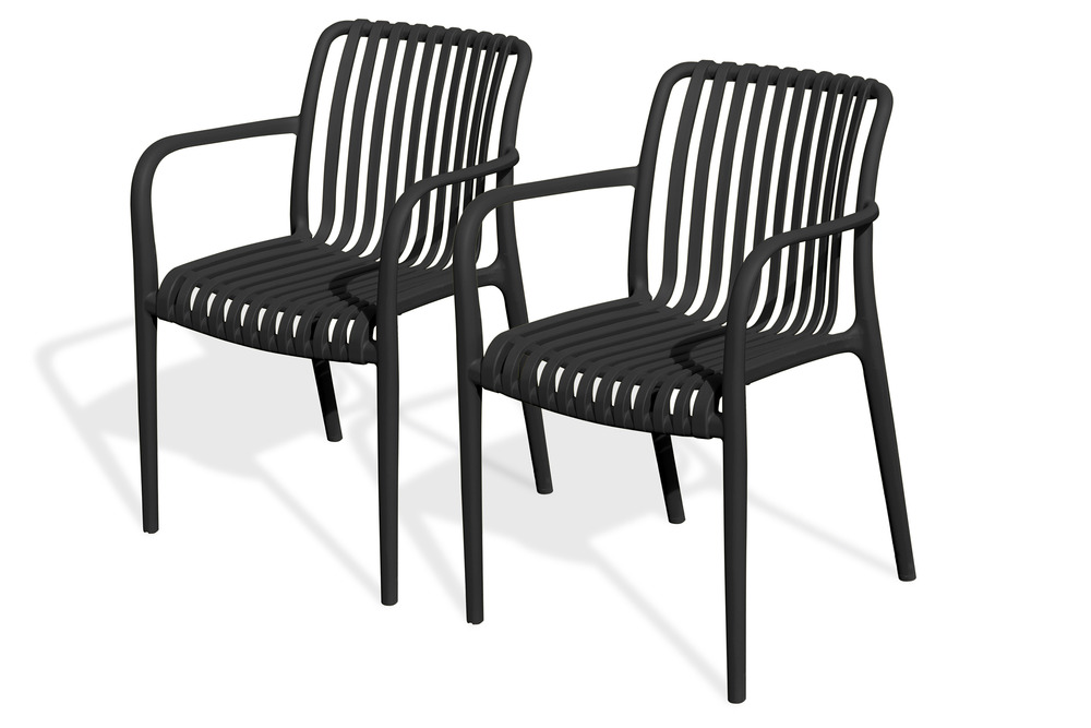 Lot de 2 fauteuils tiago en polypropylène noir