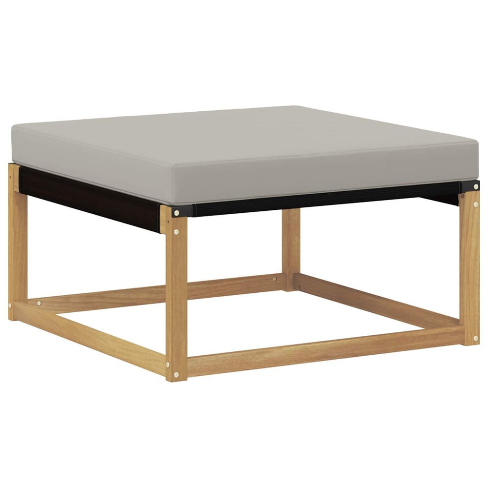 Pouf d'extérieur bois d'acacia massif blanc