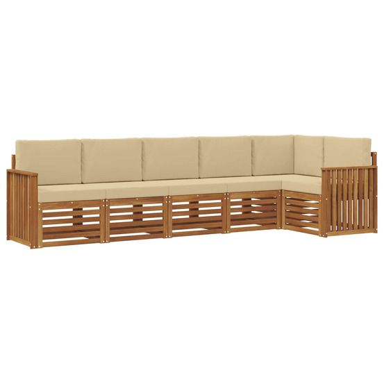 Ensemble de canapés d'extérieur 6 pc naturel et beige polyester