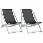 Chaises de plage pliantes 2 pcs noir aluminium et textilène