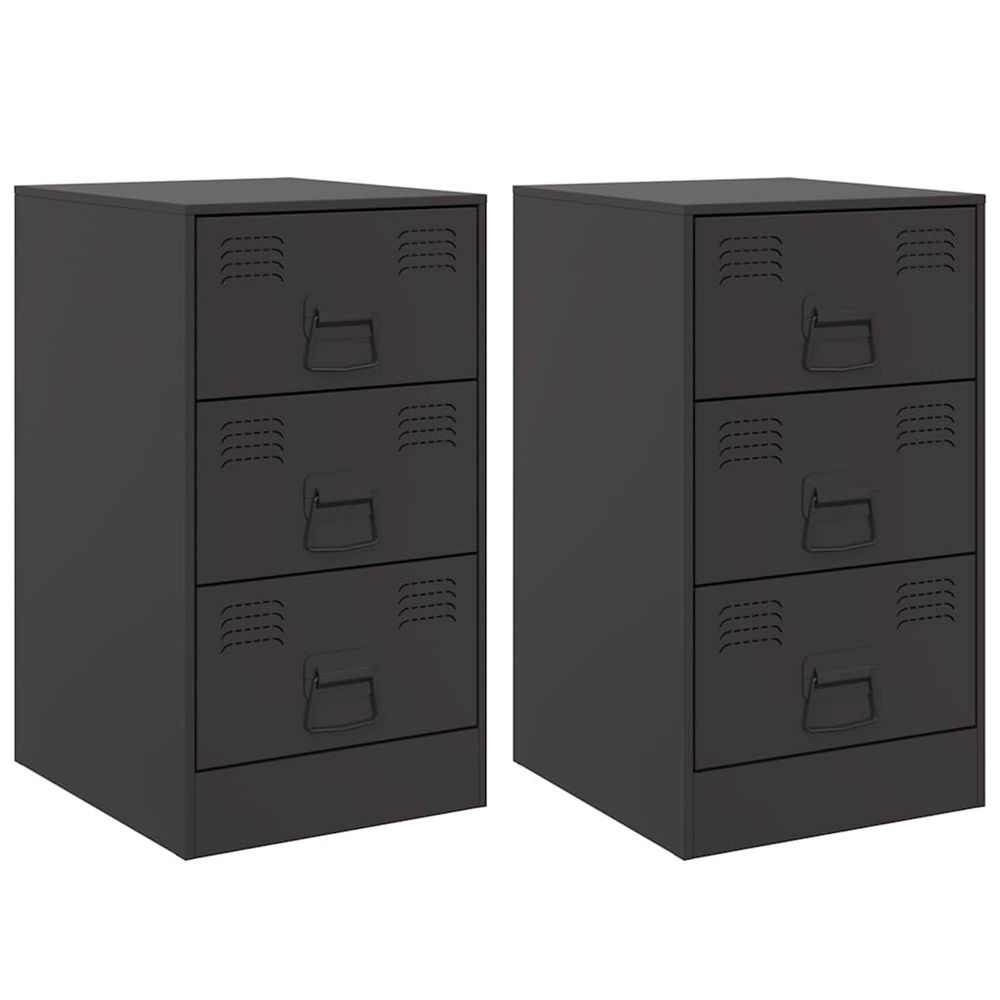 Tables de chevet 2 pcs noir 34,5x39x62 cm acier