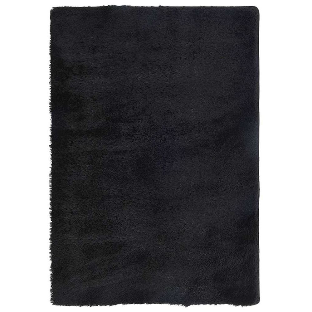 Tapis shaggy à poils longs navarra noir 200x290 cm polyester