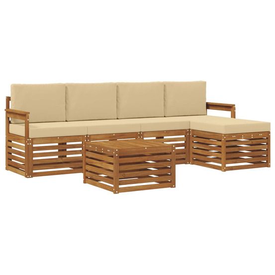 Ensemble de canapés d'extérieur 6 pc naturel et beige