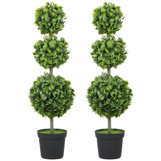 Lot 2 buis artificiels plastique intérieur extérieur anti-uv sans entretien 100cm vert