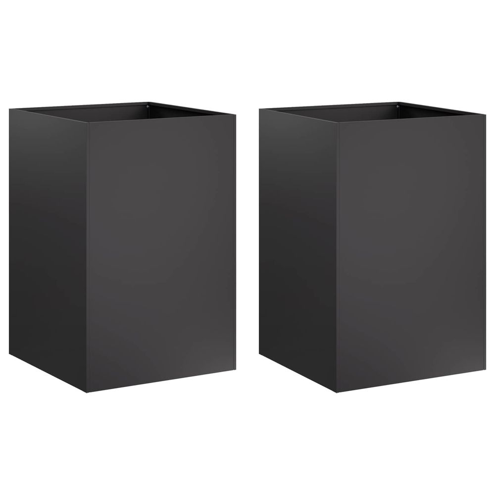 Cache-pot de jardin 2 pc noir 50 x 50 x 75 cm