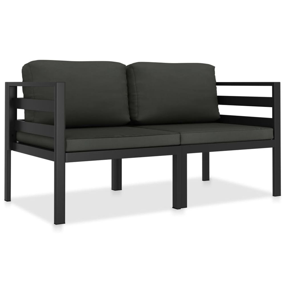 Salon de jardin 2 pcs avec coussins aluminium anthracite