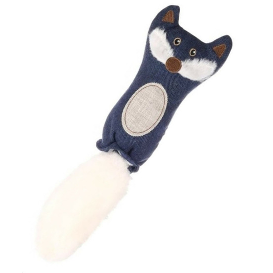 Jouet peluche renard jeany bleu, 11 x 36 cm pour chat