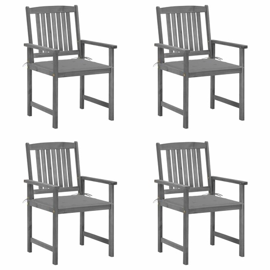 Chaises de jardin et coussins lot de 4 gris bois acacia massif