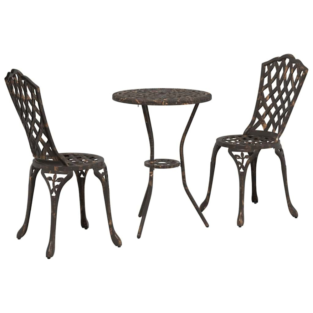 Ensemble bistro de jardin 3 pcs bronze aluminium
