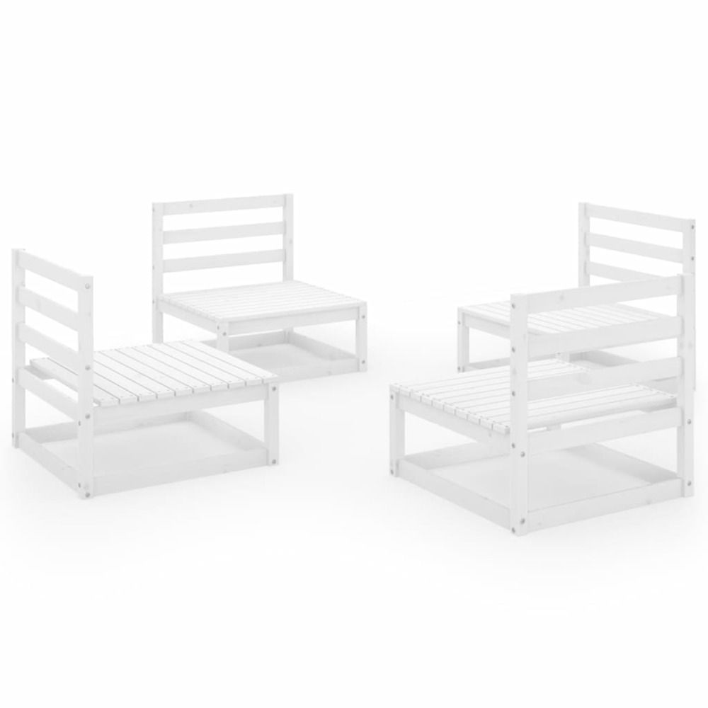 Salon de jardin meuble d'extérieur ensemble de mobilier 4 pièces blanc bois de pin massif