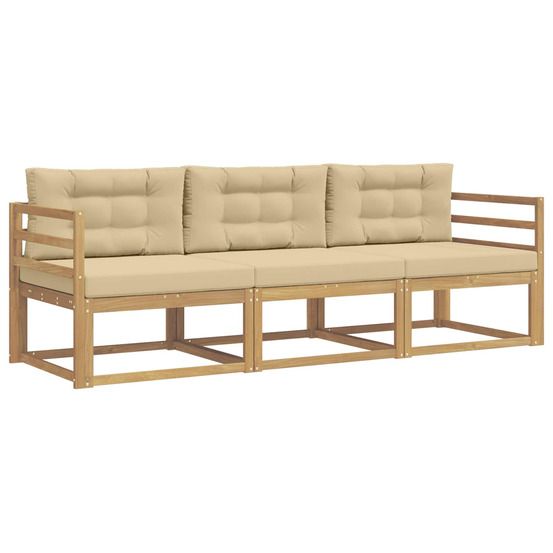 Ensemble de canapés d'extérieur 3 pc blanc et beige polyester