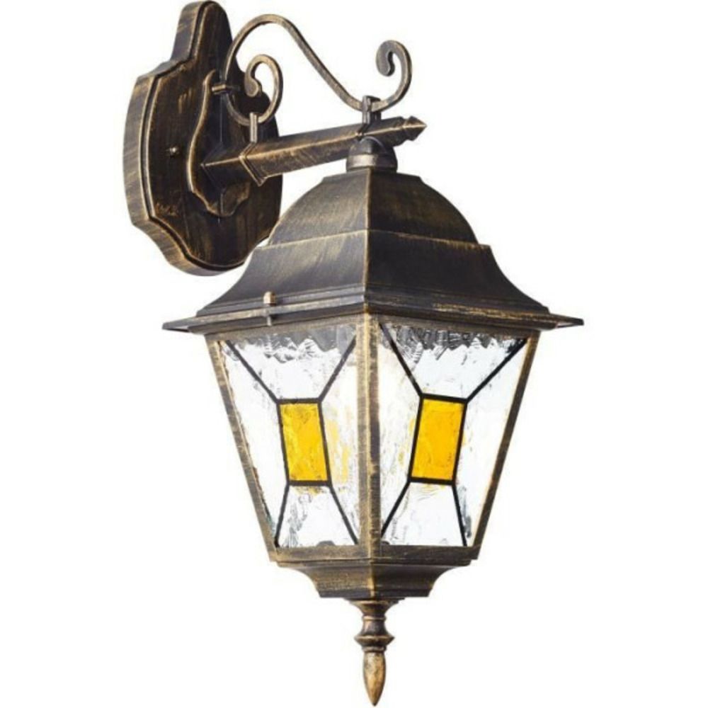 Applique extérieure descendante - - janel - métal/verre - noir - e27 max 60w