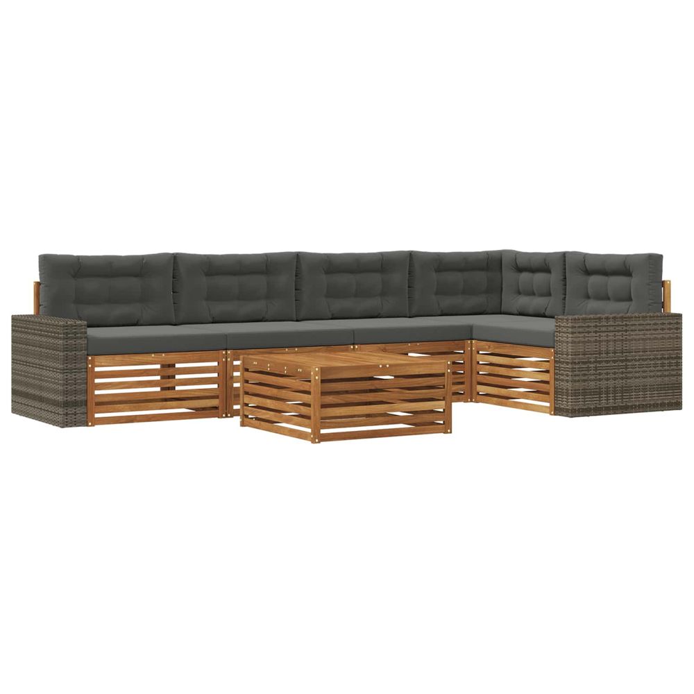 Ensemble de canapés d'extérieur 6 pc naturel et anthracite
