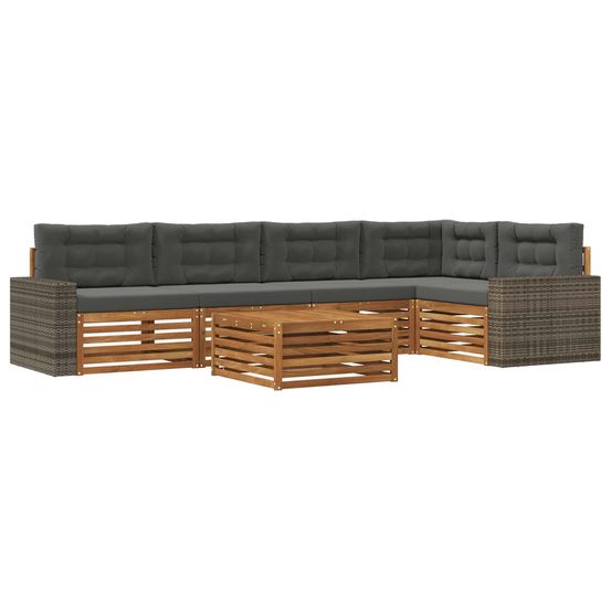 Ensemble de canapés d'extérieur 6 pc naturel et anthracite