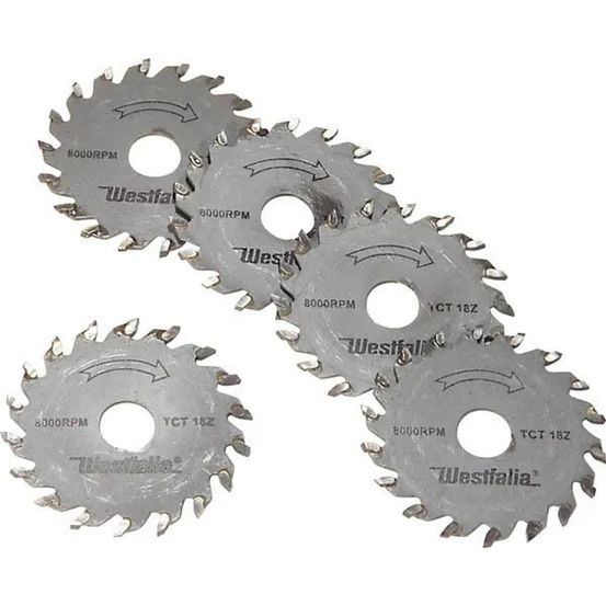 Set de lames de scie 5 pièces, carbure, 18 dents