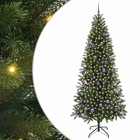 Sapin de noël artificiel avec 300 led vert 210 cm pe et pvc