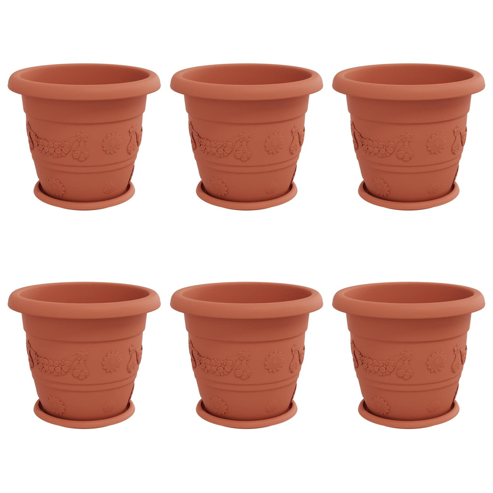 Pots de plantes 6 pcs rouge brique ø 26 x 21.5 cm plastique
