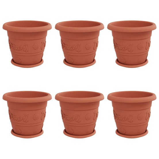 Pots de plantes 6 pcs rouge brique ø 26 x 21.5 cm plastique