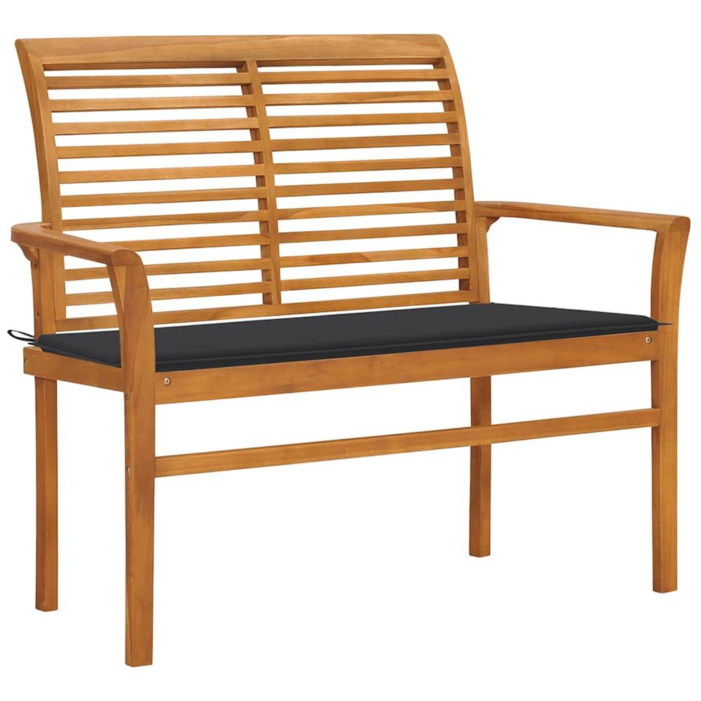 Banc de jardin et coussin anthracite 112 cm bois de teck massif