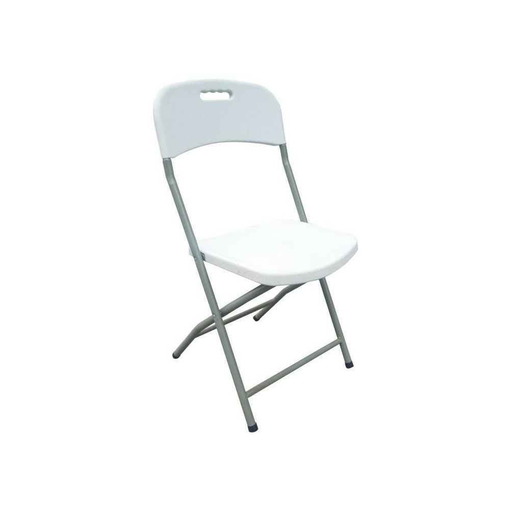Lot de 2 chaises de jardin pliantes pour réception - 42 x 42 x 87 cm - structure grise - assise blanche