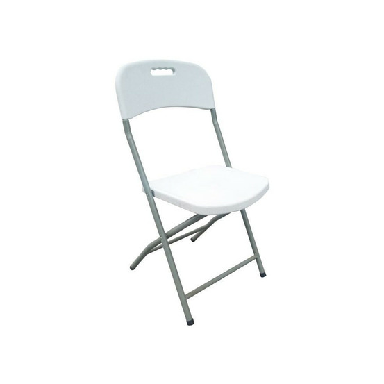 Lot de 2 chaises de jardin pliantes pour réception - 42 x 42 x 87 cm - structure grise - assise blanche