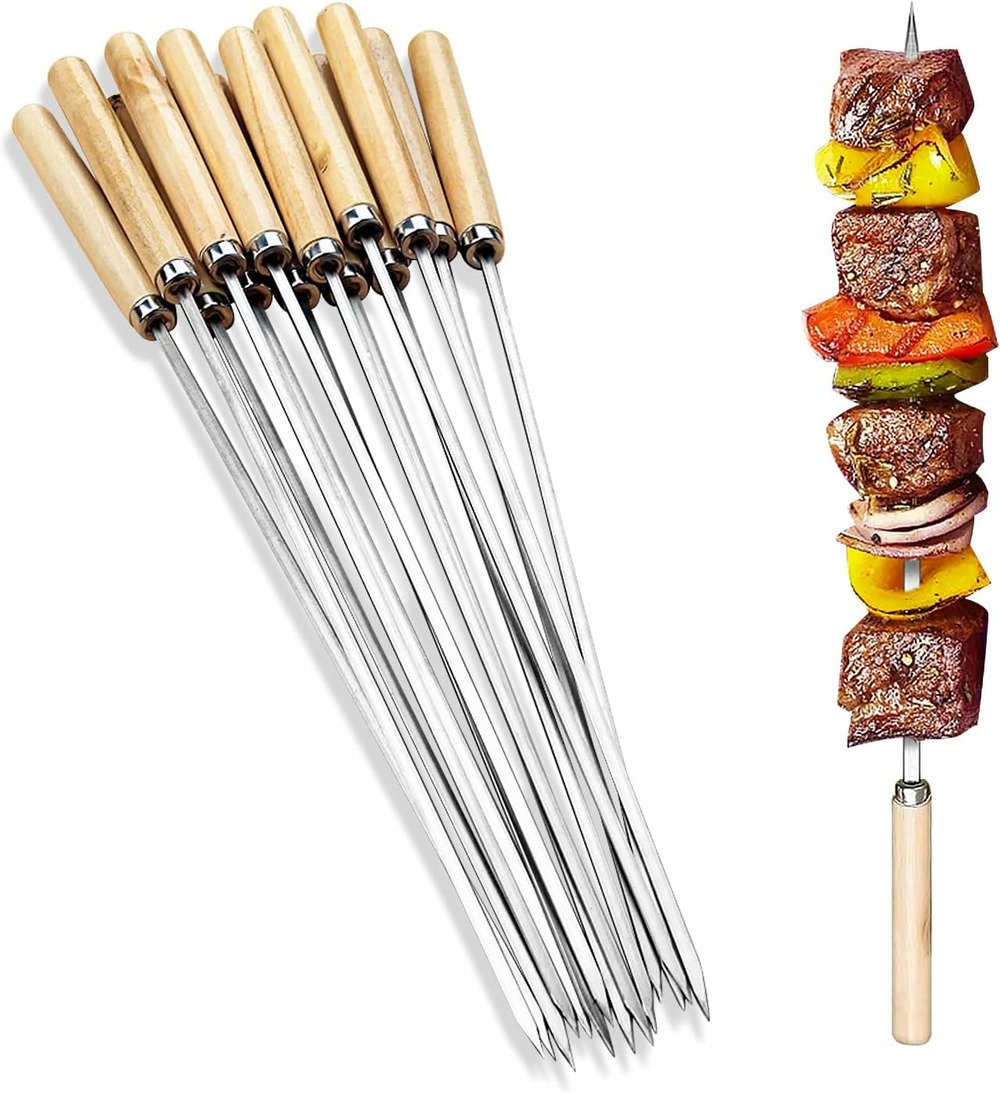 35 brochettes en acier inoxydable de 13,7 pouces avec poignées