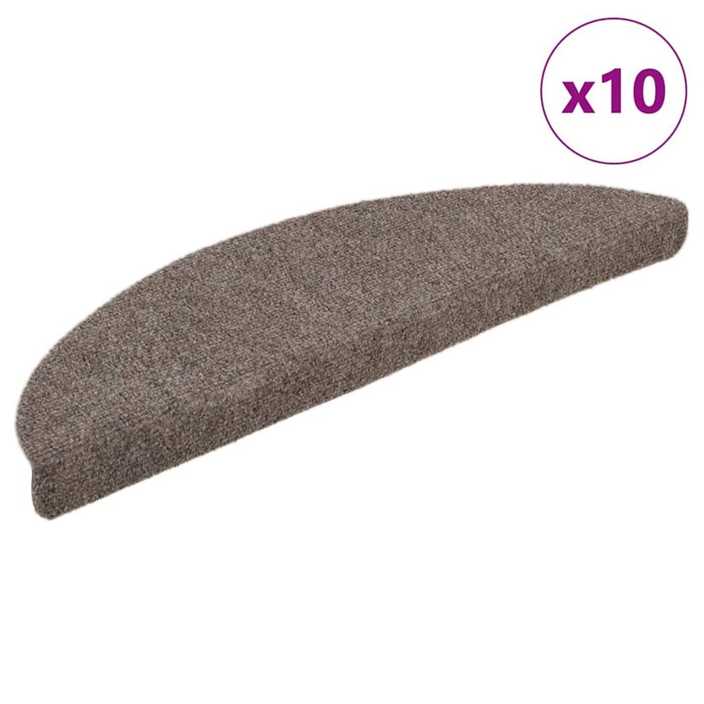 Tapis d'escalier autocollants 10 pièces 56 x 17 x 3 cm beige demi-rond