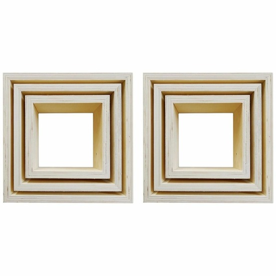 6 blocs de 3 petites étagères carrées en bois 22, 18 et 14 cm