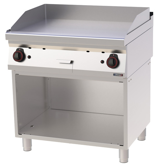 Plaque à snacker chrome lisse avec soubassement gaz 80 - casselin