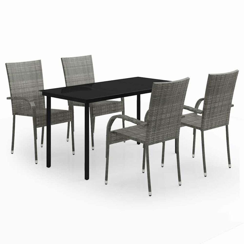 Ensemble à manger de jardin 5 pcs gris et noir