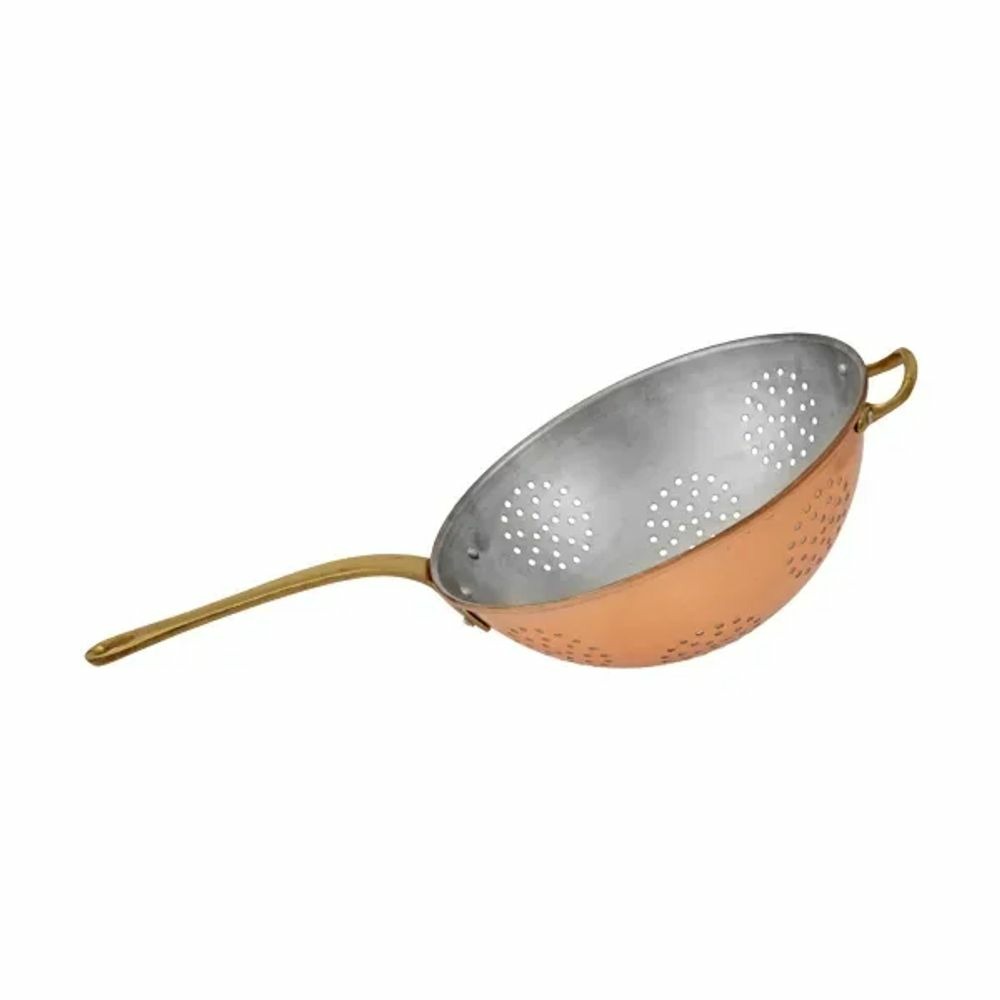 Passoire, tamis en cuivre - avec intérieur étamé contient une poignée en laiton, diamètre: 24 cm